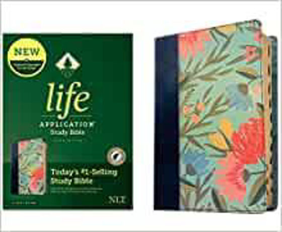 Picture of NLT LIFE APPLICATION TEAL FLORAL BOUND BIBLE