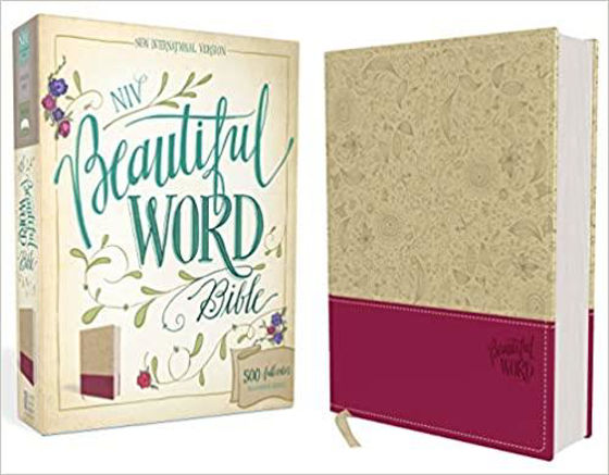 Picture of NIV BEAUTIFUL WORD TAUPE/CRANBERRY DUO