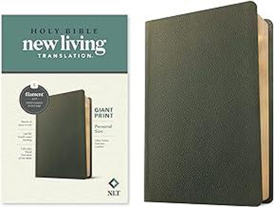 Picture of NLT GIANT PRINT PERSONAL OLIVE GREEN GENUINE LEATHER